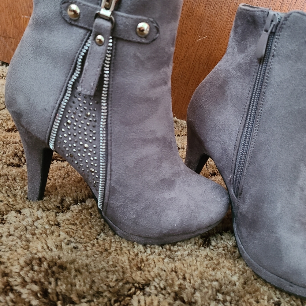 Grey High-Heeled Booties